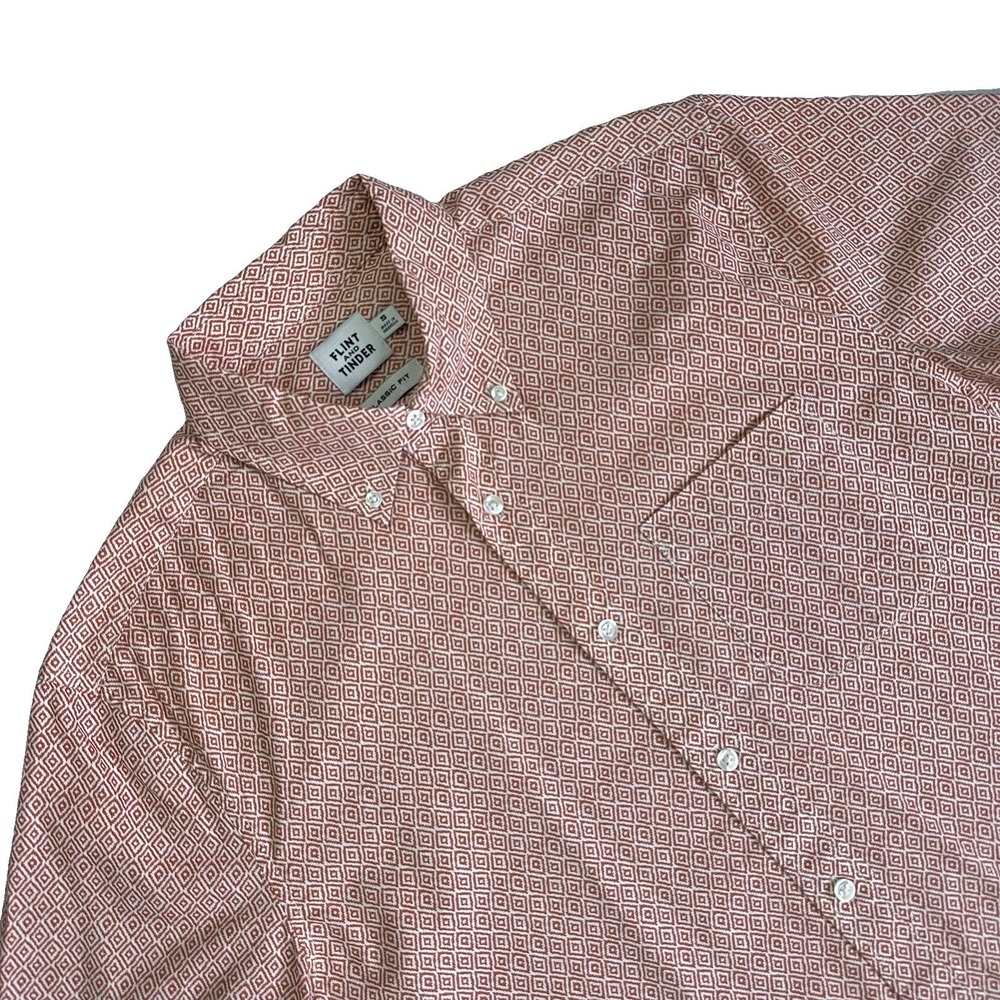 Flint and Tinder Classic Fit Geometric Print Button Down Shirt Men S Clay AOP - Picture 2 of 11